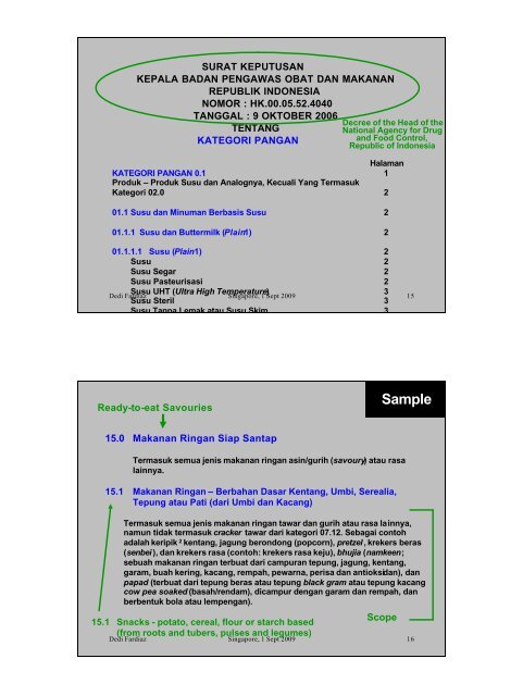 Food Regulation in Indonesia - Singapore Manufacturing Federation