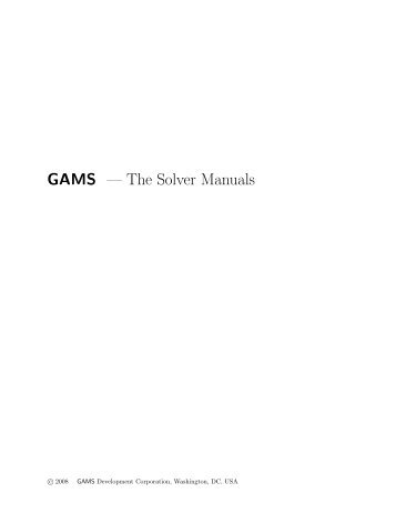 GAMS â The Solver Manuals - Available Software