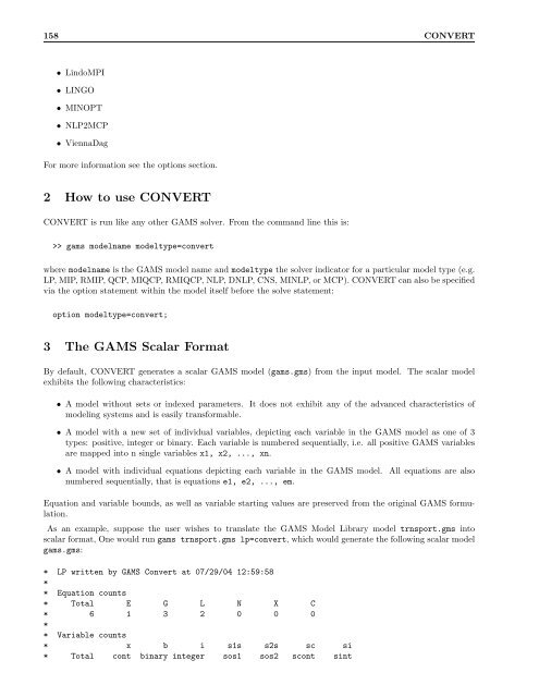 GAMS â The Solver Manuals - Available Software