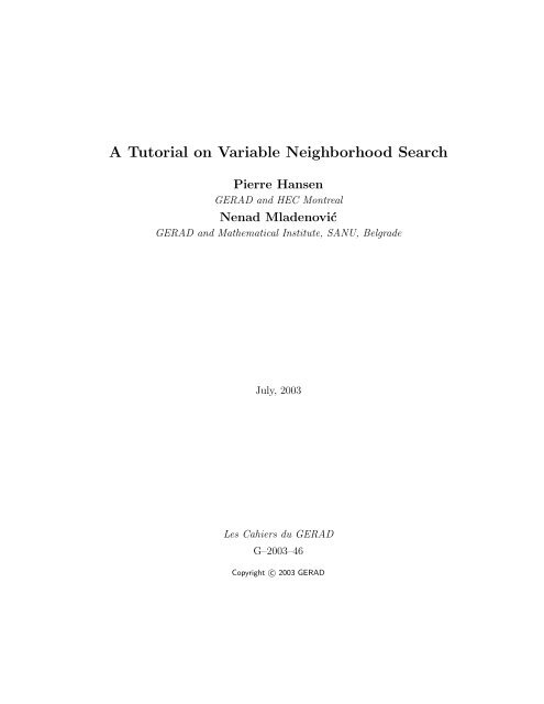 A Tutorial on Variable Neighborhood Search