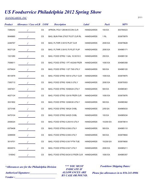 US Foodservice Philadelphia 2012 Spring Show - Foodshows