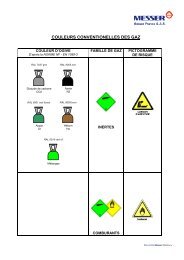 Couleurs conventionnelles des gaz - Messer