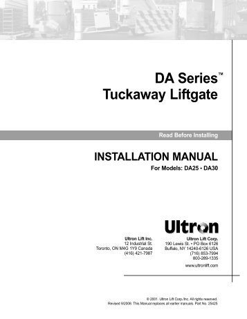 DA Series Tuckaway Liftgate INSTALLATION MANUAL For ... - Waltco