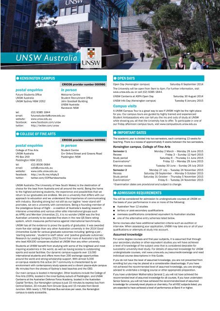 University of New South Wales - Universities Admissions Centre