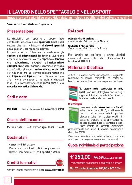 Convegni e Seminari - Centro Studi Lavoro e Previdenza