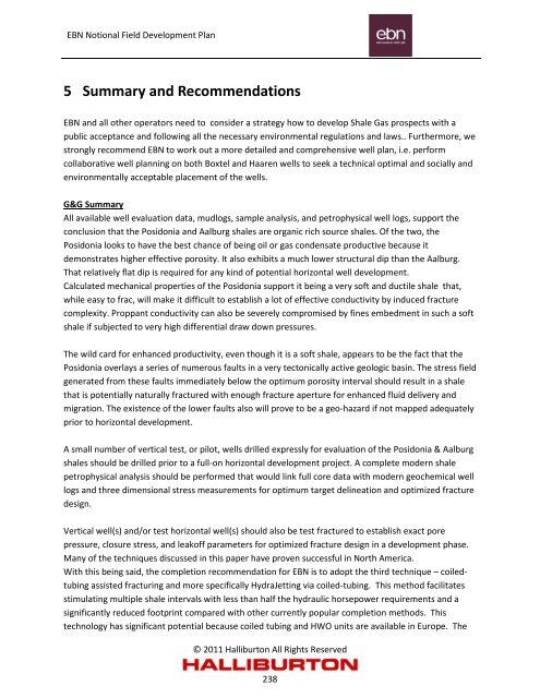 Notional Field Development Final Report - EBN