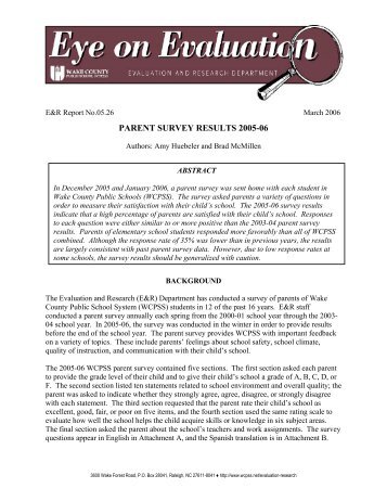 parent survey results 2005-06 - Wake County Public School System