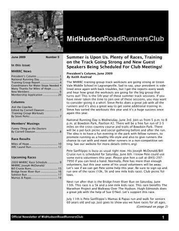 1 Summer is Upon Us. Plenty of Races - Mid-Hudson Road Runners