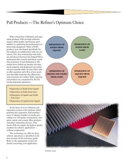 Separations Technology in Petroleum Refining - Pall Corporation