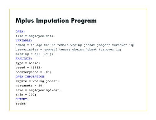 Multiple Imputation in Mplus