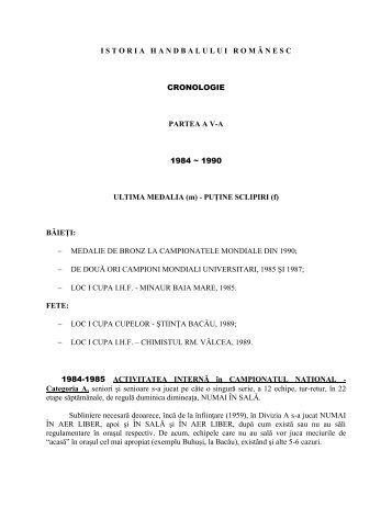 Ultima medalie (m)-Putine sclipiri (f)1984-1990 - Frh