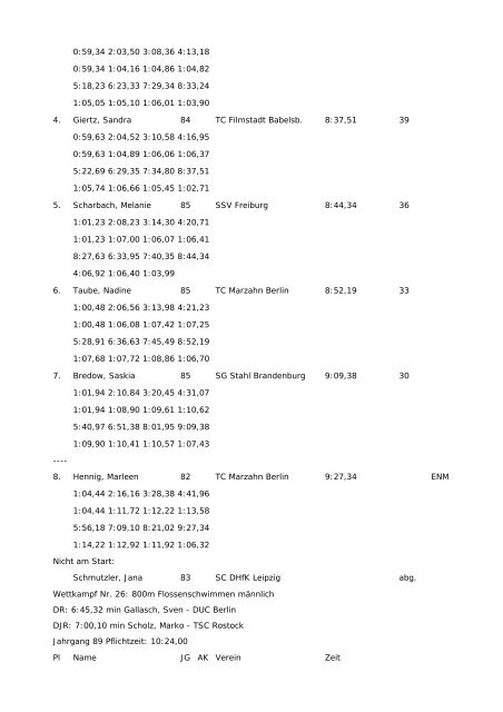 Abschnitt 3 - Finswimming im SC DHfK Leipzig eV