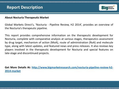 Nocturia Therapeutic Pipeline Market Research Report H2 2014