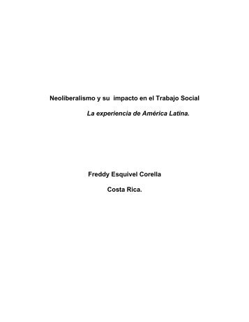 Neoliberalismo y su impacto en el Trabajo Social La experiencia de ...