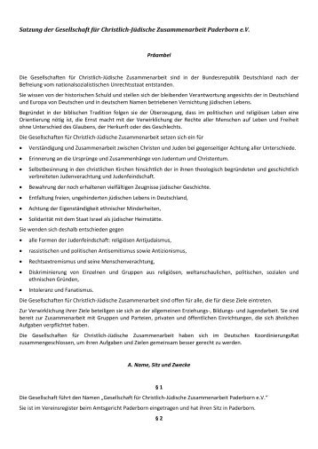 Satzung der GCJZ - Paderborn - Gesellschaft fÃ¼r christlich-jÃ¼dische ...