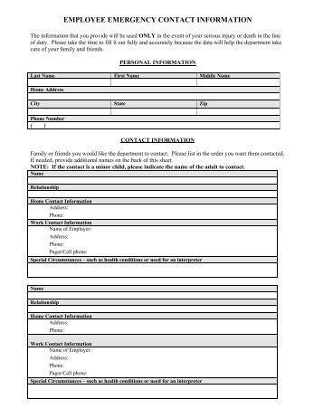 employee emergency contact information