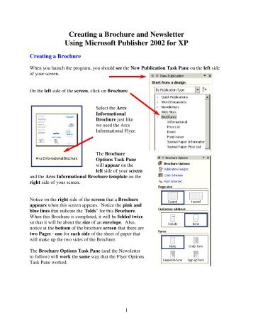 Creating a Brochure and Newsletter Using Microsoft Publisher 2002 ...