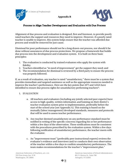 Appendix B Process to Align Teacher Development and Evaluation 