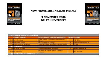 new frontiers in light metals 9 november 2006 delft university