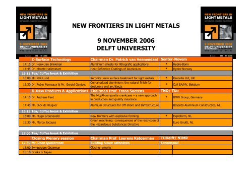 new frontiers in light metals 9 november 2006 delft university