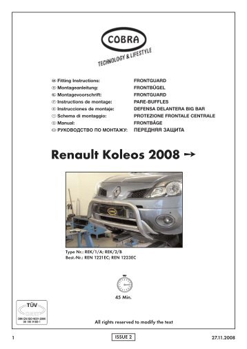 Renault Koleos (2008- ) - Cobra-SOR