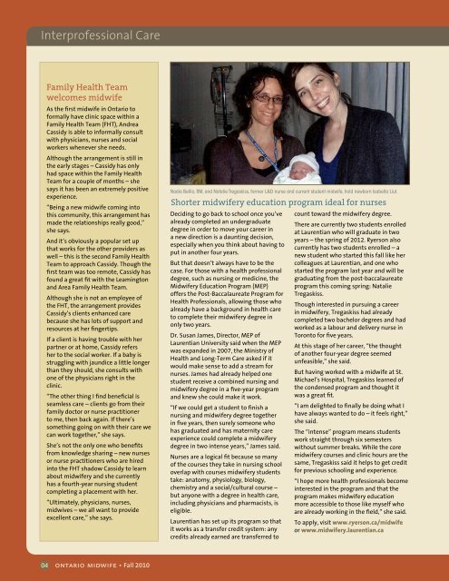Fall 2010 - Association of Ontario Midwives