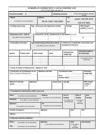 EUROPEAN COMMUNITY CATCH CERTIFICATE - Pollmann