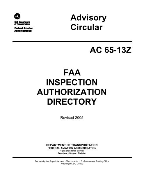 Advisory Circular AC 65-13Z FAA INSPECTION ... - Rgl - FAA