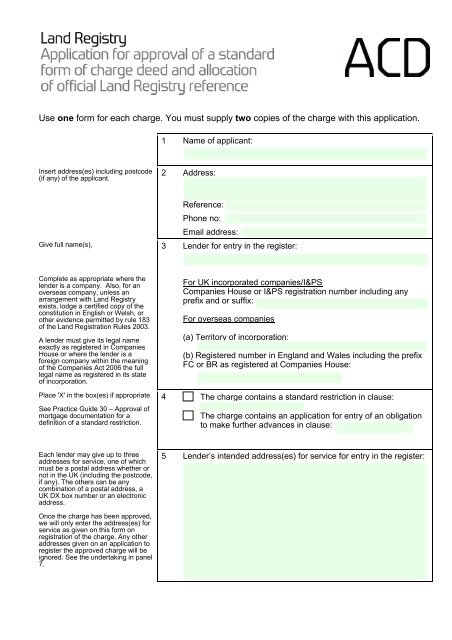 Form ACD Land Registry