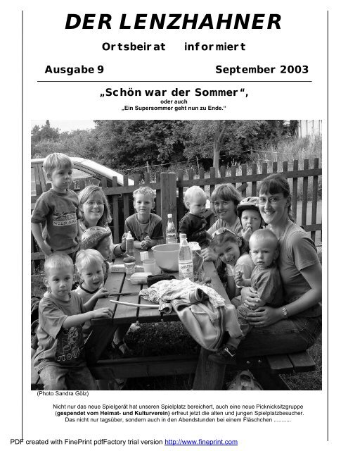 DER LENZHAHNER Ortsbeirat informiert Ausgabe 9 ... - lenzhahn.de