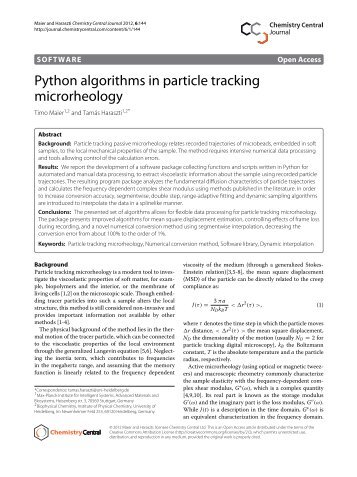 Python algorithms in particle tracking microrheology - Chemistry ...