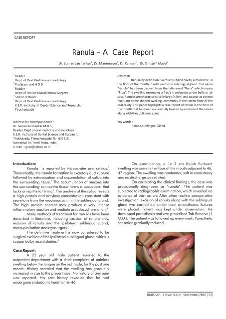 Ranula A Case Report