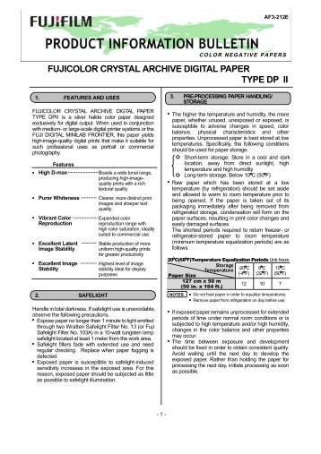 FUJICOLOR CRYSTAL ARCHIVE DIGITAL PAPER TYPE DP II