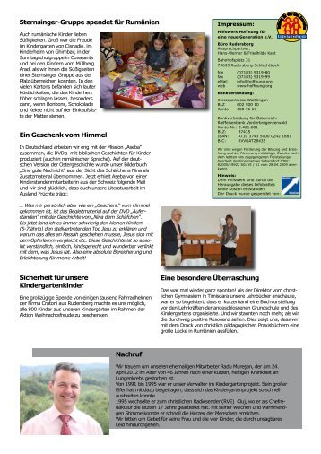 Infoheft Mai 2012 - bei Hoffnung fÃ¼r eine neue Generation eV