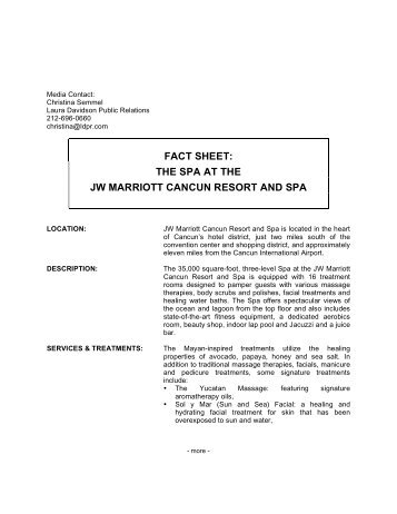 Spa Fact Sheet - Paradise By Marriott