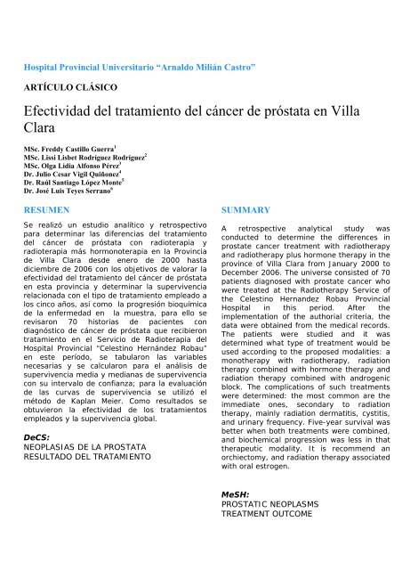 Efectividad del tratamiento del cÃ¡ncer de prÃ³stata en Villa Clara