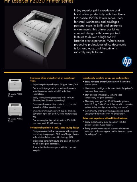 HP P2030 Printer series - Faxcomm