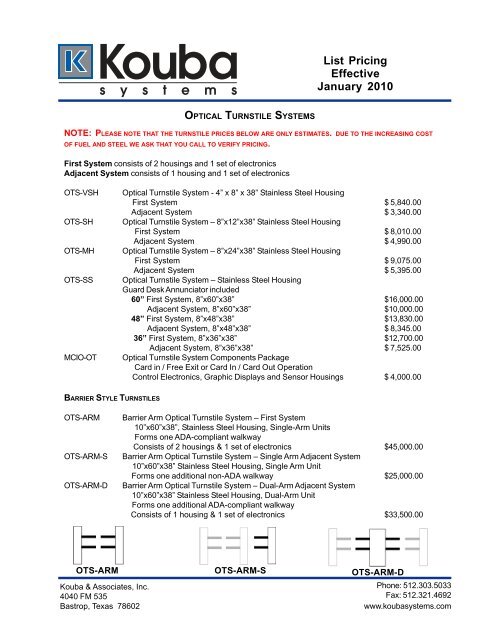 All Products List Pricing 2010 for PDF.p65 - Access Hardware Supply