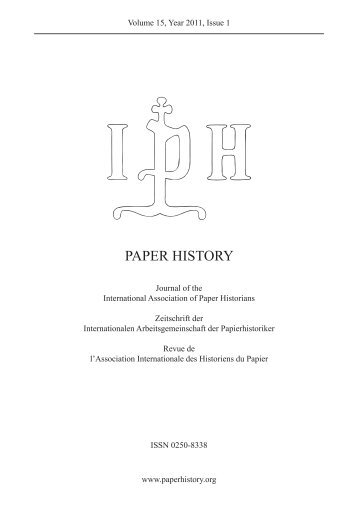 PaPer HIstorY - IPH. International Paper Historians