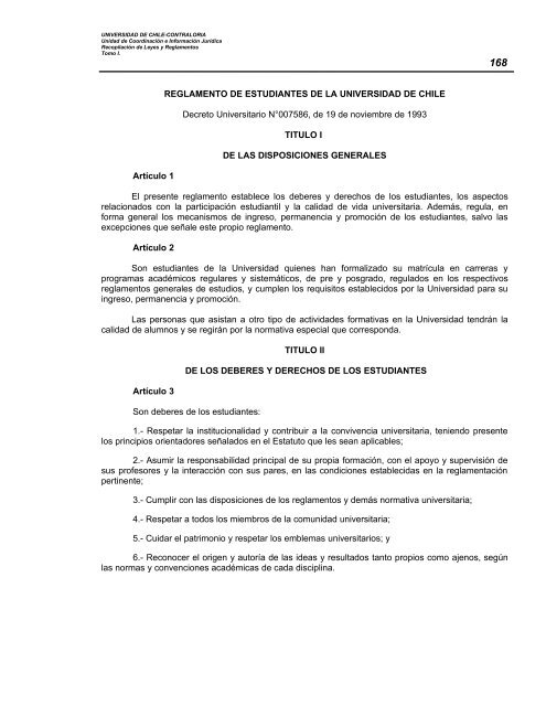 Reglamento General de Estudiantes de la Universidad de Chile