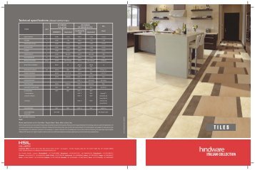 Technical specifications (Glazed vitrified tiles) - Hindware