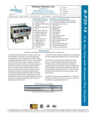 B-P20-18 - Fryer Manufacturer ULTRAFRYER SYSTEMS
