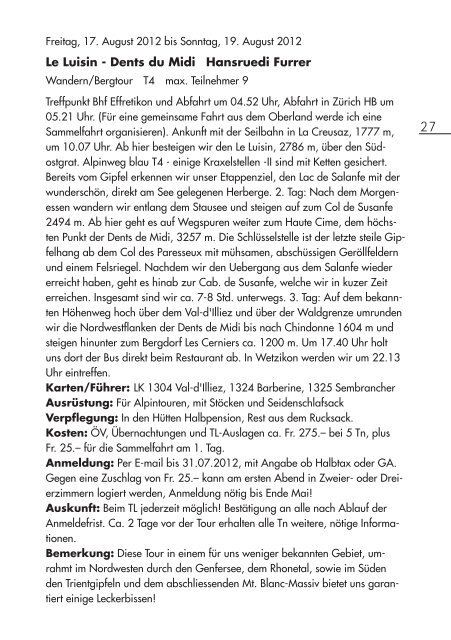 SAC-Hörnli Bulletin Nr. 66 - SAC Sektion Hörnli