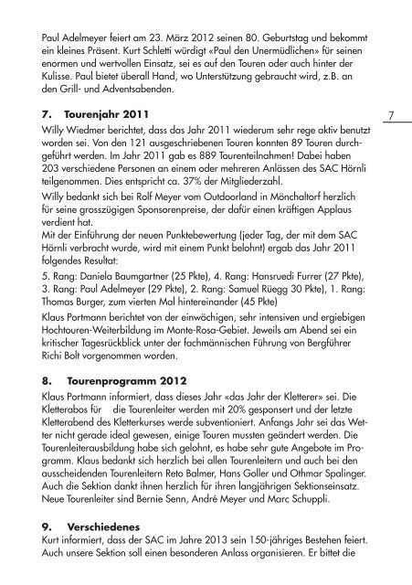 SAC-Hörnli Bulletin Nr. 66 - SAC Sektion Hörnli