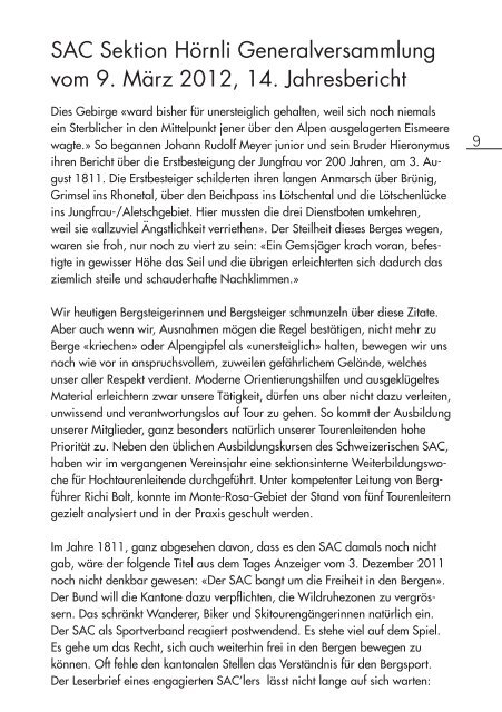 SAC-Hörnli Bulletin Nr. 66 - SAC Sektion Hörnli