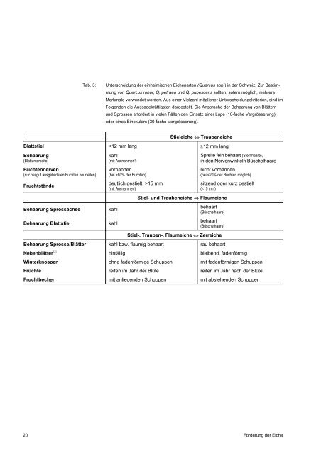 Förderung der Eiche - Schweizer Informationssystem Biodiversität ...