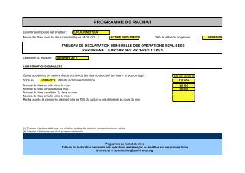 Déclaration Mensuelle RA AMF Septembre 11 - Euro Disney SCA