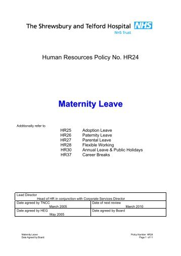 Maternity Leave - Royal Shrewsbury Hospitals NHS Trust