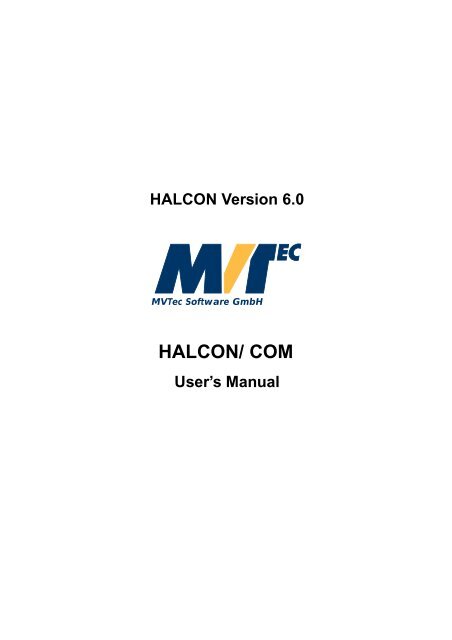 HALCON/COM User's Manual