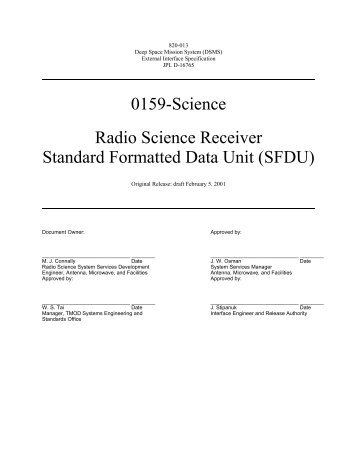 0159-Science Radio Science Receiver Standard Formatted Data Unit